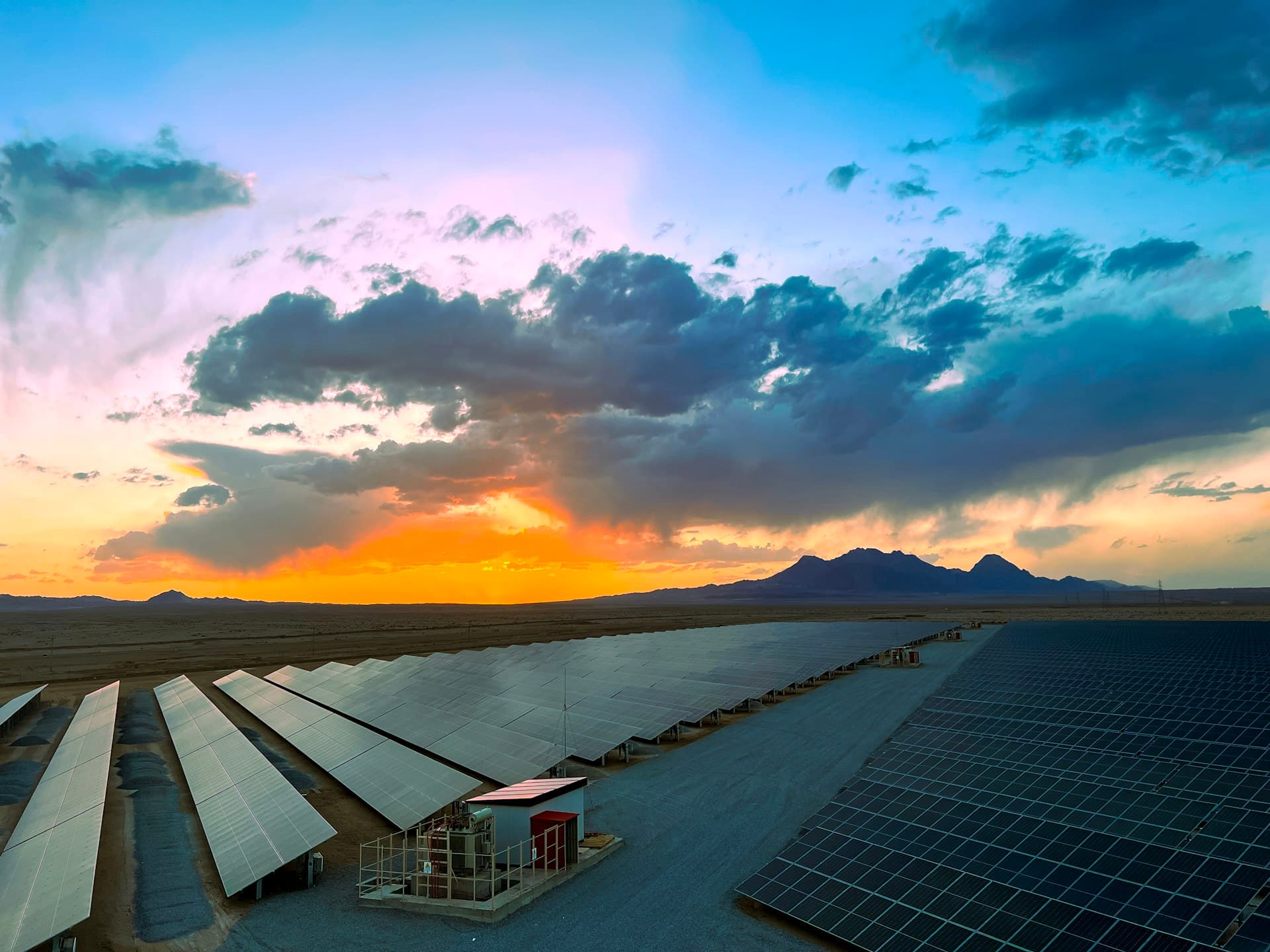 Dusty solar panels in desert environment showing soiling buildup